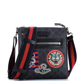 Gucci Night Courrier Zip Messenger GG Coated Canvas with Applique Small