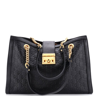 Gucci Padlock Chain Tote Guccissima Leather Medium