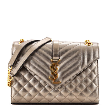 Saint Laurent Classic Monogram Envelope Satchel Mixed Matelasse Leather Medium