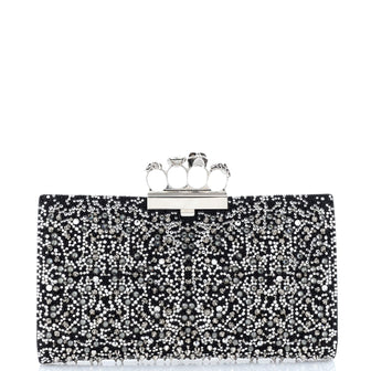 Alexander McQueen Flat Knuckle Clutch Crystal Embellished Satin Medium