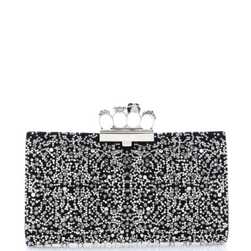 Alexander McQueen Flat Knuckle Clutch Crystal Embellished Satin Medium