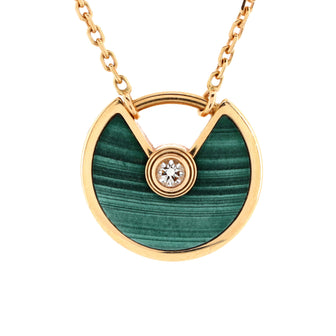 Cartier Amulette de Cartier Pendant Necklace 18K Rose Gold with Malachite and Diamond XS
