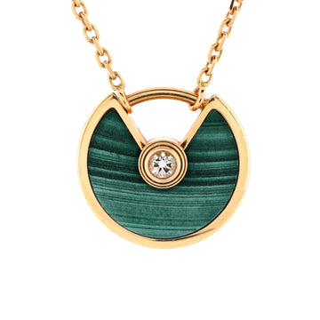 Cartier Amulette de Cartier Pendant Necklace 18K Rose Gold with Malachite and Diamond XS