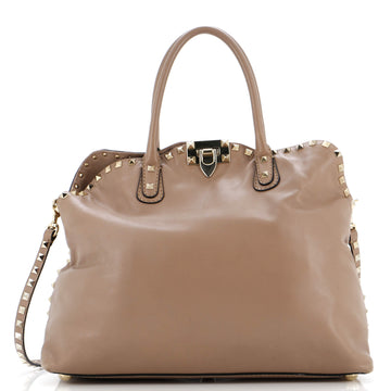Valentino Garavani Rockstud Convertible Dome Satchel Leather