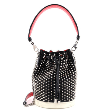 Christian Louboutin Marie Jane Bucket Bag Studded Satin and Leather
