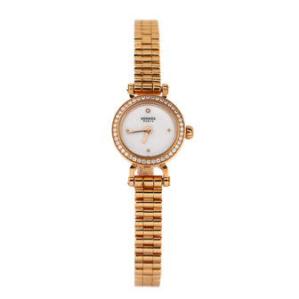 Hermes Faubourg Quartz Watch Rose Gold with Diamond Bezel and Marker 16