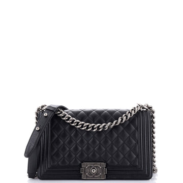 Chanel Boy Flap Bag Quilted Caviar Old Medium