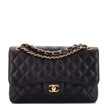 Chanel Classic Double Flap Bag Quilted Caviar Jumbo