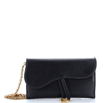 Christian Dior Saddle Chain Wallet Leather