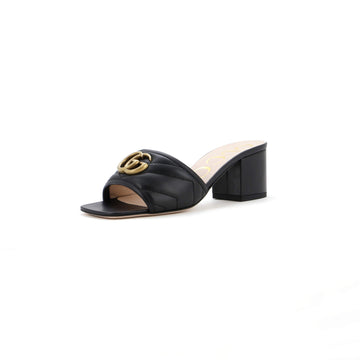 Gucci Women's Marmont Slide Heeled Sandals Matelasse Leather