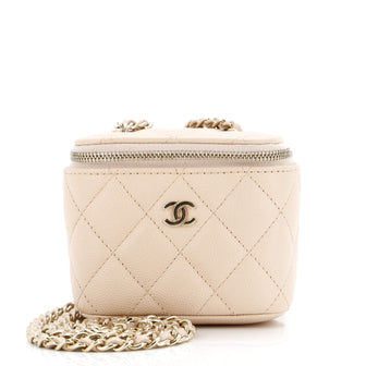 Chanel Classic Vanity Case with Chain Quilted Caviar Mini