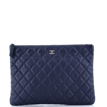 Chanel O Case Clutch Quilted Caviar Medium