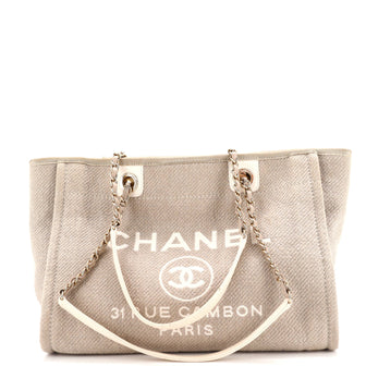 Chanel Deauville NM Chain Handle Tote Mixed Fibers Small