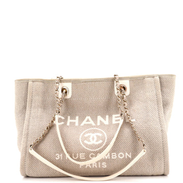 Chanel Deauville NM Chain Handle Tote Mixed Fibers Small