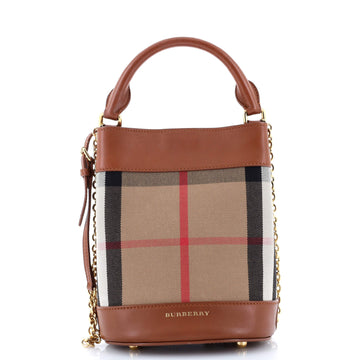 Burberry Bucket Bag House Check Canvas with Leathe Small