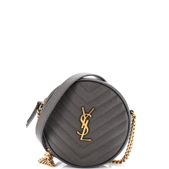 Saint Laurent Vinyle Round Camera Bag Matelasse Chevron Leather
