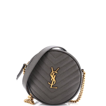 Saint Laurent Vinyle Round Camera Bag Matelasse Chevron Leather