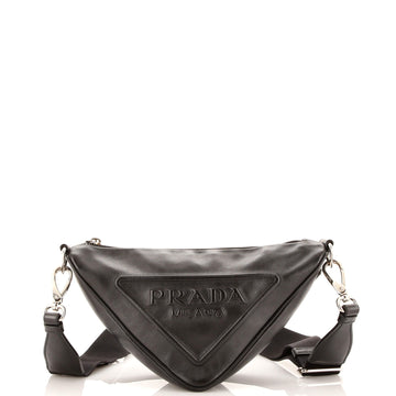 Prada Triangle Logo Zip Crossbody Bag Embossed Grace Lux Small