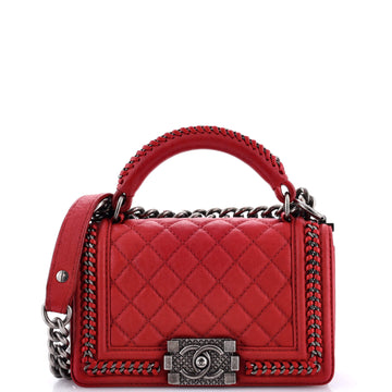 Chanel Chain Handle Boy Flap Bag Quilted Calfskin Small