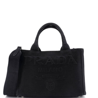 Prada Embossed Logo Canapa Convertible Tote Canvas Mini