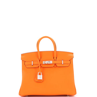 Hermes Birkin Handbag Orange Togo with Palladium Hardware 25