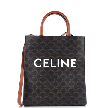 Celine Vertical Cabas Tote Triomphe Coated Canvas Small