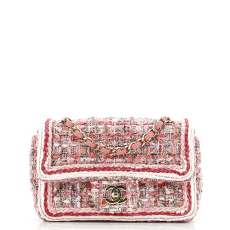 Chanel Classic Single Flap Bag Braided Quilted Tweed Mini
