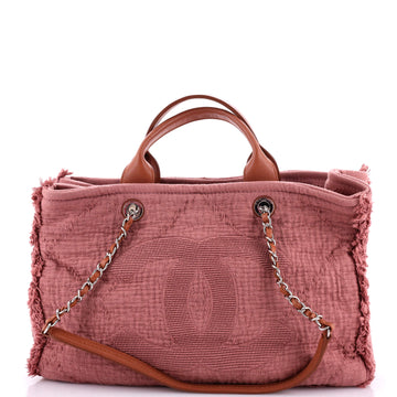 Chanel Double Face Deauville Tote Fringe Quilted Canvas Medium
