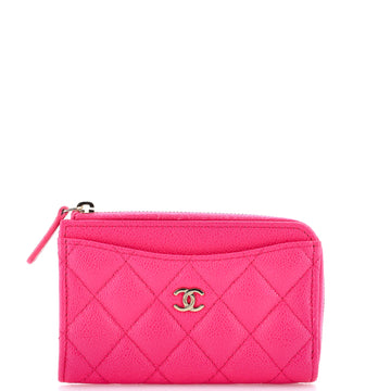 Chanel Zip Around Card Holder Quilted Caviar