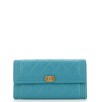 Chanel Boy Flap Wallet Quilted Lambskin Long