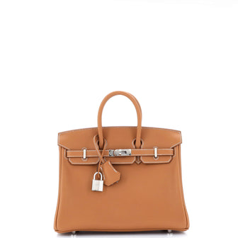 Hermes Birkin Handbag Brown Swift with Palladium Hardware 25