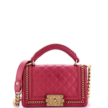 Chanel Chain Handle Boy Flap Bag Quilted Calfskin Small