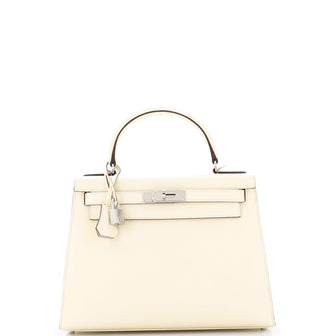Hermes Kelly Handbag Light Epsom with Palladium Hardware 28