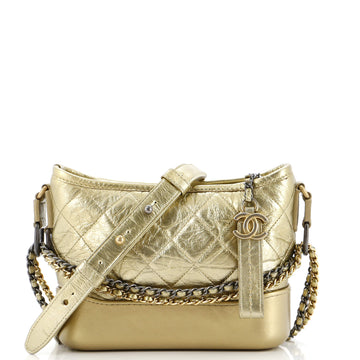 Chanel Gabrielle Hobo Quilted Metallic Aged Calfskin Small