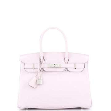 Hermes Birkin Handbag Pink Clemence with Palladium Hardware 30