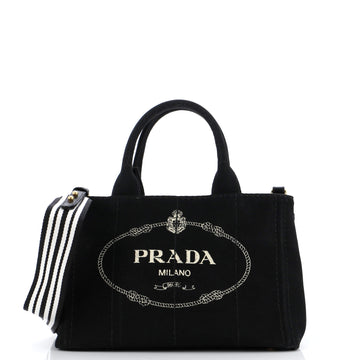 Prada Canapa Convertible Shopping Tote Canvas Small