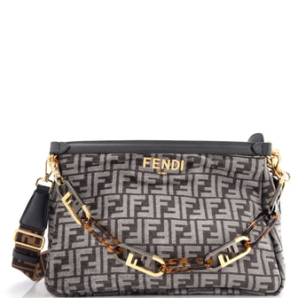 Fendi O'Lock Zip Shoulder Bag Zucca Chenille