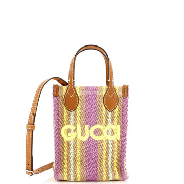 Gucci Logo Vertical Tote Jute Super Mini
