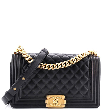 Chanel Boy Flap Bag Quilted Lambskin Old Medium