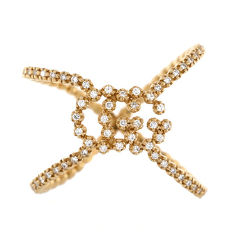 Gucci GG Running Cross Ring 18K Yellow Gold and Pave Diamonds