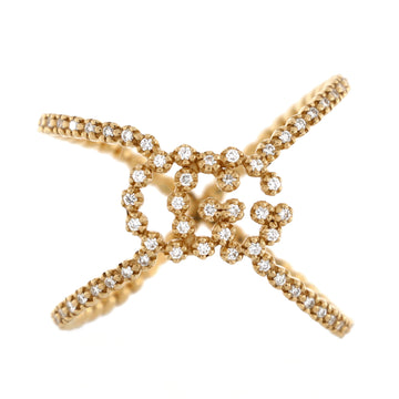 Gucci GG Running Cross Ring 18K Yellow Gold and Pave Diamonds