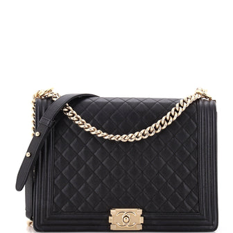 Chanel Boy Flap Bag Quilted Caviar Large