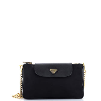 Prada Chain Crossbody Bag Tessuto and Saffiano Leather Small