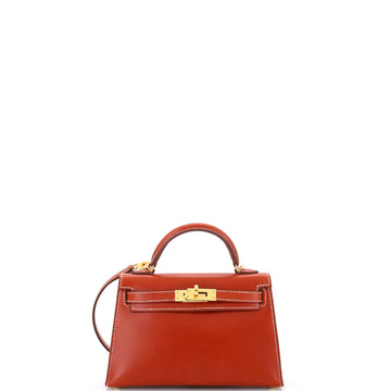 Hermes Kelly Mini II Bag Orange Box Calf with Gold Hardware 20