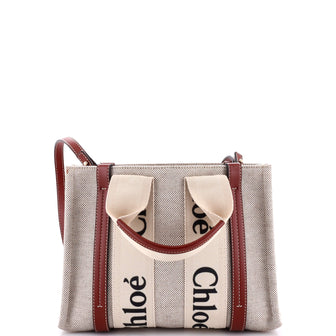 Chloe Woody Convertible Tote Canvas with Leather Small