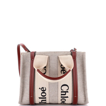Chloe Woody Convertible Tote Canvas with Leather Small