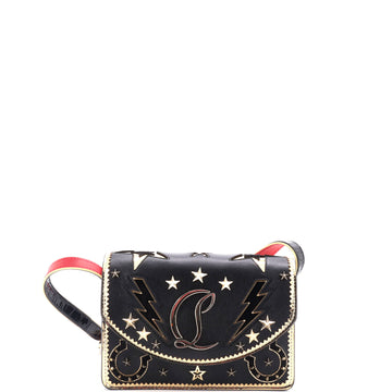 Christian Louboutin Giddy Loubi54 Shoulder Bag Studded Leather with Applique Small