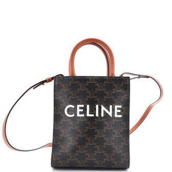 Celine Vertical Cabas Tote Triomphe Coated Canvas Mini