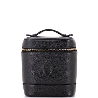 Chanel Vintage Timeless Cosmetic Case Caviar Tall