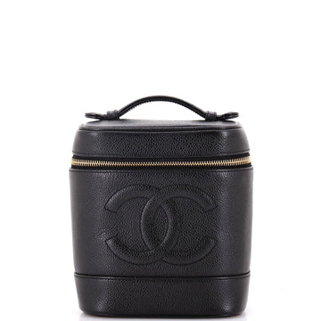 Chanel Vintage Timeless Cosmetic Case Caviar Tall